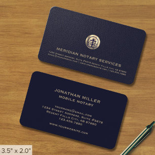Carte De Visite Élégant Notaire professionnel bleu et or public