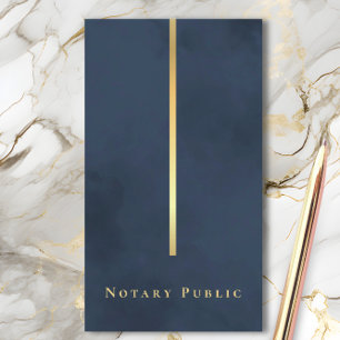 Carte De Visite Élégant Notaire Public Navy Blue Gold LinkedIn QR