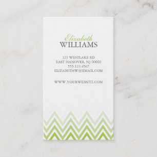 Carte De Visite Elégant Ombre Vert Chevron Stripes