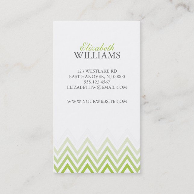 Carte De Visite Elégant Ombre Vert Chevron Stripes (Devant)