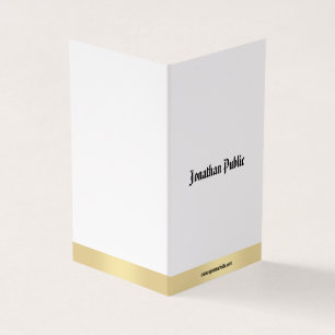 Carte De Visite Élégant or blanc minimaliste Calligraphie Script