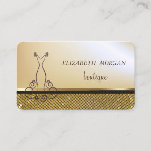 Carte De Visite Elégant Or Chic, Séquins D'Or Chatoyants, Robe