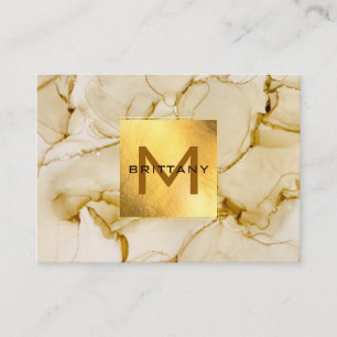 Carte De Visite Elégant or Foil Beige Brown Abstrait