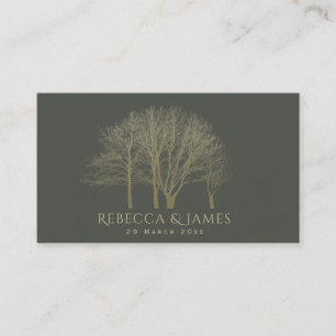 Carte De Visite ÉLÉGANT OR GRIS AUTOMNE ARBRES Mariage