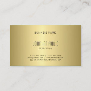 Carte De Visite Elégant Or Look Design Simple Moderne Chic Plain