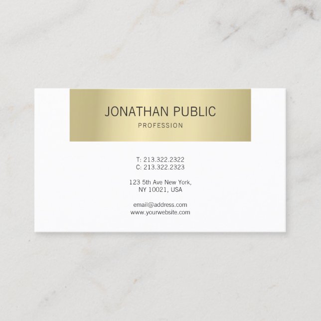 Carte De Visite Elégant Or Moderne Design Professionnel Plain Luxe (Devant)