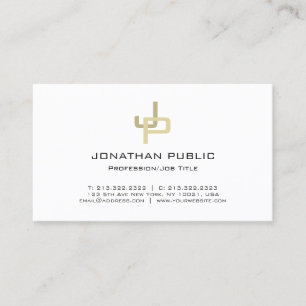 Carte De Visite Élégant Or Monogramme Professionnel Moderne Simple