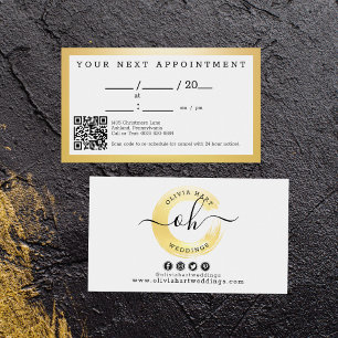 Carte De Visite Elégant or Paint Swash Chic Logo Rendez-vous