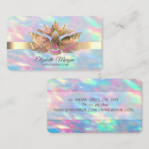 Carte De Visite Elégant Or tendance, Iridescente Opal Lotus