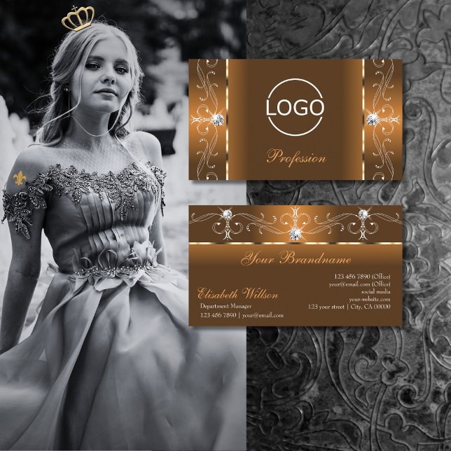 Carte De Visite Élégant orange et bijoux en peluche Brown ajouter  (Créateur téléchargé)