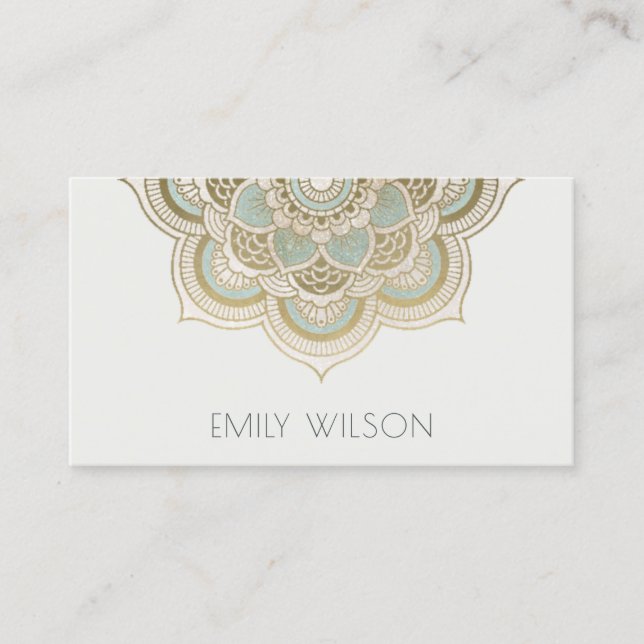 Carte De Visite Elégant Ornate Gold Foil Turquoise Turquoise Manda (Devant)
