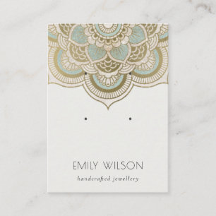 Carte De Visite Élégant Ornate Gold Turquoise Mandala 2 Eear Dis