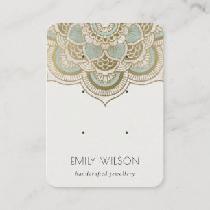 Carte De Visite Élégant Ornate Gold Turquoise Mandala 3 Earring Di