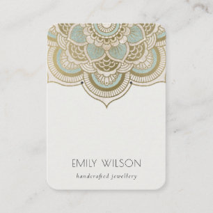 Carte De Visite Élégant Ornate Gold Turquoise Mandala Écran d'orei