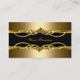 Carte De Visite Élégant Orné de Luxe Or sur Fond Noir 2
