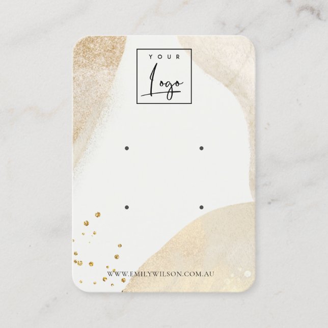 Carte De Visite Élégant Pale Gold Abstrait Logo 2 Écran d'oreille (Devant)