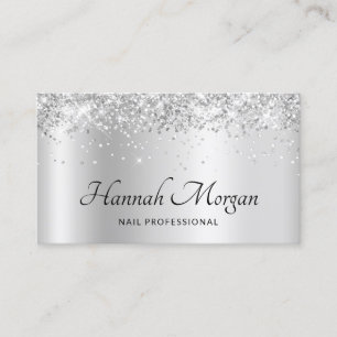Carte De Visite Elégant Pale Silver Satin Ombre Foil et Parties sc