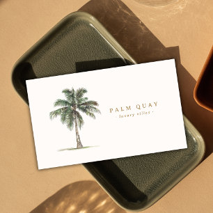 Carte De Visite Elégant Palm Tropical Vacation Beach Location