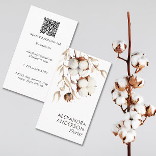 Carte De Visite Élégant Pampas Coton Boho Floral