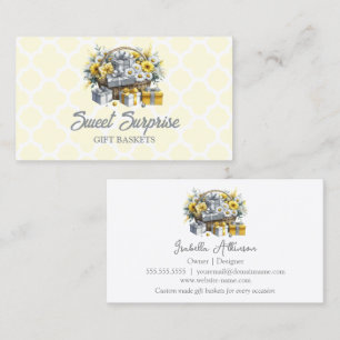 Carte De Visite Élégant panier cadeau en argent jaune or