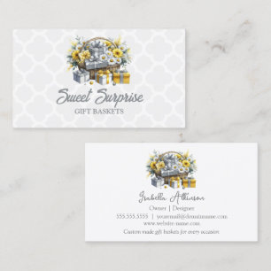 Carte De Visite Élégant panier cadeau en argent jaune or