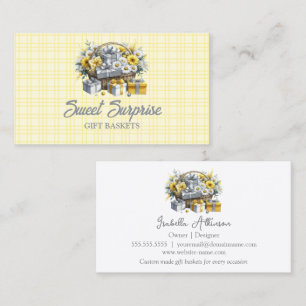 Carte De Visite Élégant panier cadeau en argent jaune or
