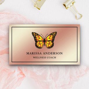 Carte De Visite Élégant papillon de Monarque orange Rose Gold Foil