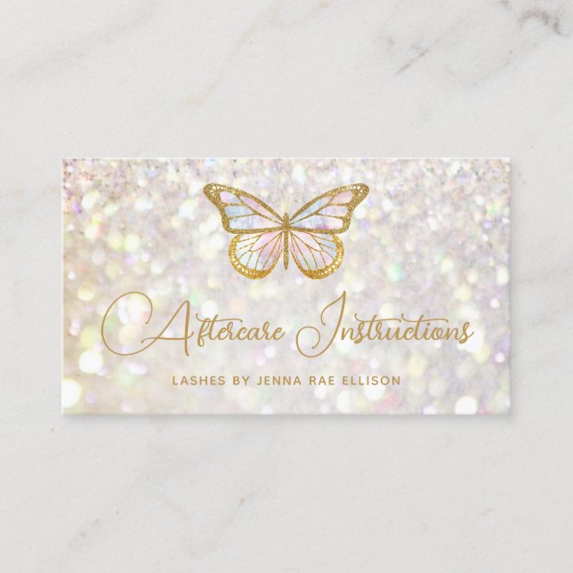 Carte De Visite Élégant papillon glam Eyelash Extension post-soins (Devant)