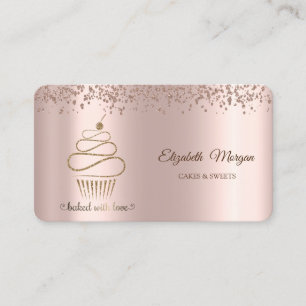 Carte De Visite Élégant Parties scintillant Cupcake, Sucres, Boula