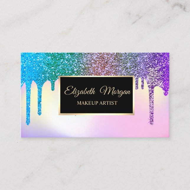 Carte De Visite Elégant Parties scintillant Drives Ombre Holograph (Devant)