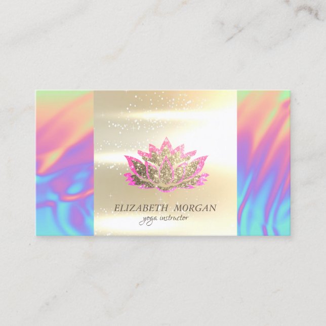 Carte De Visite Élégant Parties scintillant Lotus Holographic Yoga (Devant)