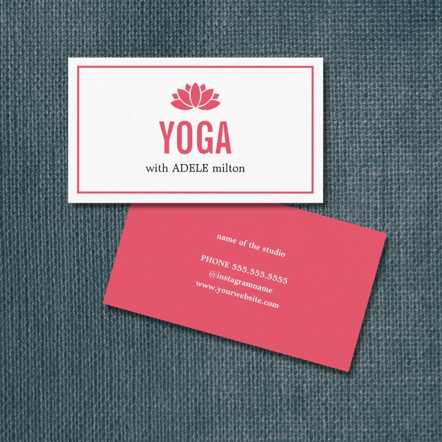 Carte De Visite Élégant Pastel Blanc Lotus Yoga Instructeur (Créateur téléchargé)