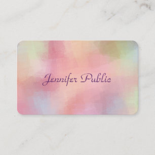 Carte De Visite Élégant Pastel Colors Calligraphie Script Modèle