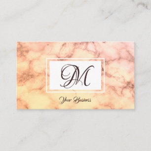 Carte De Visite Élégant Pastel Orange Marble Monogramme élégan