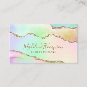 Carte De Visite Elégant Pastel Rainbow Marble Agate Geode