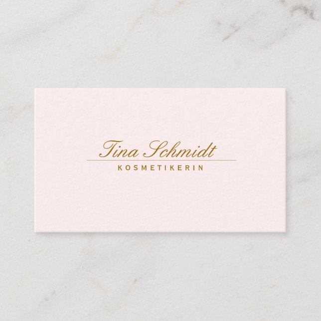 Carte De Visite Élégant Pastel Rose Simple Beauty Script (Devant)