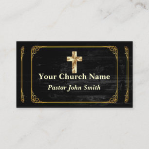 Carte De Visite Elégant Pastor Church Gold Frontière