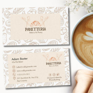Carte De Visite Elegant Pastry Chef Social Media Icon Beige Bakery