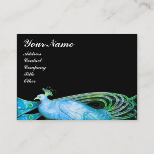 CARTE DE VISITE ELÉGANT PEACOCK EN AQUA BLEU TURQUOISE VERT, NOIR