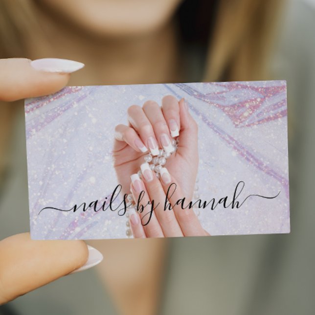 Carte De Visite Élégant Pearl Nail Technicien Chic (Créateur téléchargé)