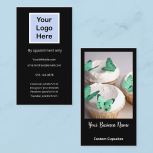 Carte De Visite Élégant Photo Custom Cupcakes Bakery Custom Logo