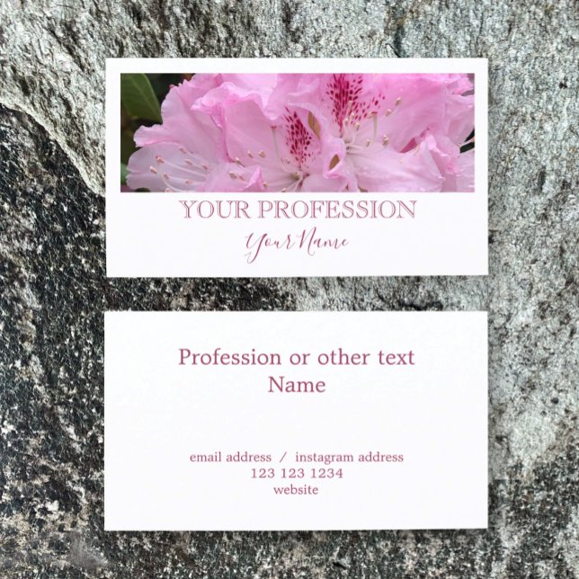 Carte De Visite Élégant Photo Personnalisée Moderne Blanc Rose Mau (Customize this elegant pink mauve and white business cards templates. Add photo add contacts.
)