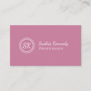 Carte De Visite Élégant Pink Blush Script Professionnel Monogramme