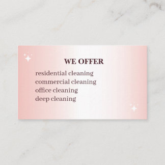 Carte De Visite Elegant Pink Cleaning Service Business Card