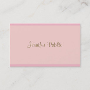 Carte De Visite Élégant Pink Gold Calligraphie Script Moderne Plai