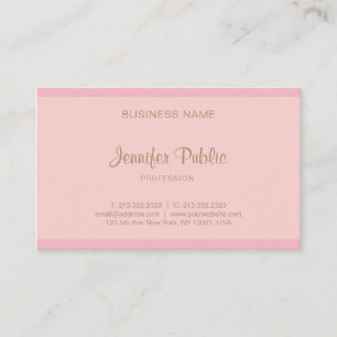 Carte De Visite Élégant Pink Gold Script Modèle moderne tendance
