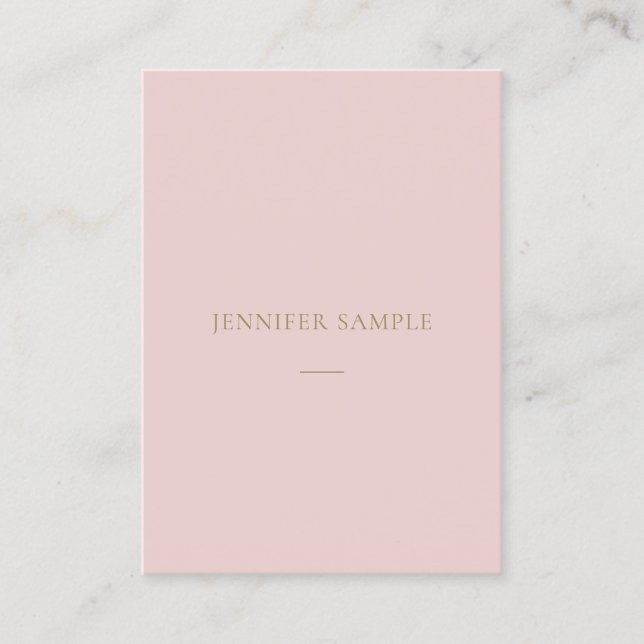 Carte De Visite Élégant Pink Gold Texte Simple Plain Professional (Devant)