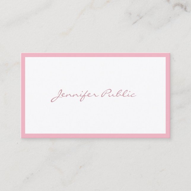 Carte De Visite Élégant Pink manuscrit Script simple Luxe (Devant)