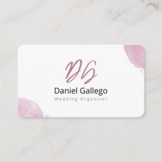 Carte De Visite Élégant Planificateur de Mariage à l'Aquarelle Ros