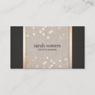 Carte De Visite Élégant Planificateur d'événements Chic Gold Confe